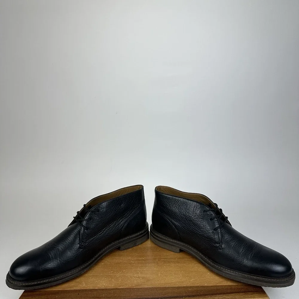 Mens Johnston & Murphy Memory Foam Black Leather Casual Chukka Boots Size 10.5 M